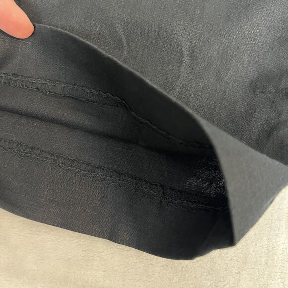 Sezane Pants Womens FR 40 US 8 Black Linen Blend High Rise Wide Leg Trouser - Picture 6 of 14